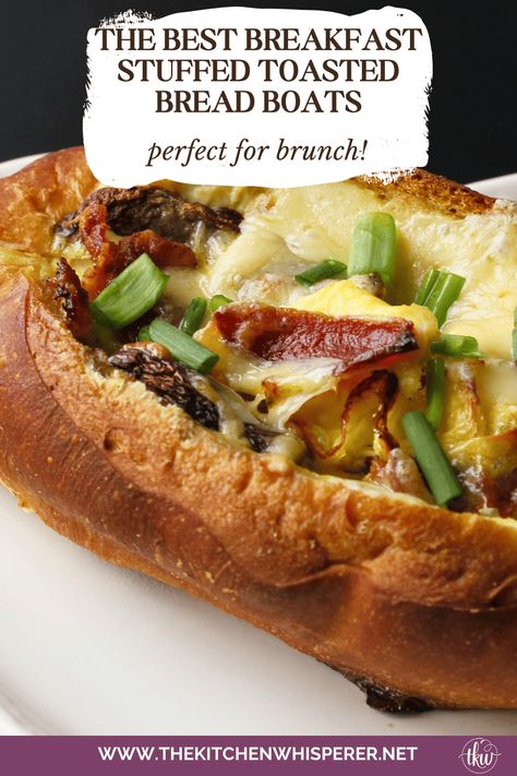 Transform leftover hoagie rolls into one of the best breakfast stuffed boats. Everything you love about an omelet but baked inside a toasted hollowed-out bread boat. Easy Breakfast For A Crowd, Bread Boat Recipes, Breakfast Boats, Bread Boats, Brunch Recipes Easy, Boat Recipes, Cheese Omelet, Stuffed Bread, Breakfast Bread Recipes