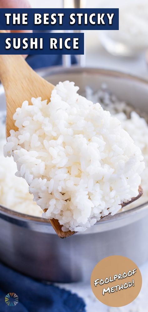 If you know How to Make Sushi Rice, then you can enjoy a Japanese favorite at home! Simply cook short-grain rice, vinegar, and sugar to make this fluffy and sticky rice. Use this easy recipe to make the best sushi rolls and poke bowls, or as a quick side at home any night of the week. Sushi Rice With Regular Rice, Quick Sushi Rice, How To Boil Sushi Rice, Best Sushi Rice Recipe, Sushi Rice Without Rice Vinegar, Japanese Sticky Rice Recipe, How To Make Sushi Rice With Regular Rice, How To Make Sticky Rice For Sushi, Hayashi Rice Japanese Style