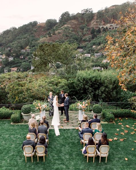 gillian marcus wedding ceremony couple Backyard Wedding Ceremony, Small Weddings Ceremony, Small Backyard Wedding, Tiny Wedding, Origami Ideas, Garden Weddings, Natural Landscapes, Wedding Garden, Small Intimate Wedding