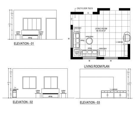 Living room plan elevation detail of a house dwg file Living Room Plan And Elevation, Living Room Elevation Drawing Interior Design, Living Room Plan With Dimensions, Elevation Drawing Interior, Plan Section Elevation Drawings, Bedroom Elevation Drawing, Living Room Elevation Drawing, Plan And Section Drawing, Section Living Room