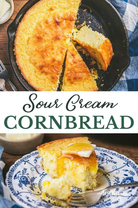 Cornbread Mix Hacks, Cornbread With Creamed Corn, Cream Corn Bread, Cream Cornbread, Sweet Cornbread Muffins, Sour Cream Cornbread, Creamed Corn Cornbread, Perfect Cornbread, Jiffy Cornbread Recipes