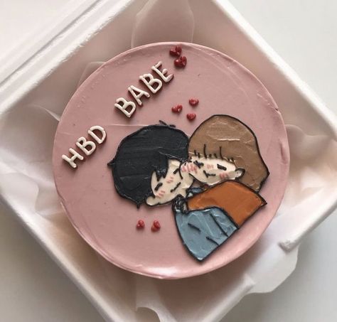 Mini Cake For Boyfriend, Boyfriend Cake, Kue Disney, Birthday Cake For Boyfriend, Tårta Design, Small Birthday Cakes, Cake For Boyfriend, Happy Anniversary Cakes, Birthday Cake For Husband