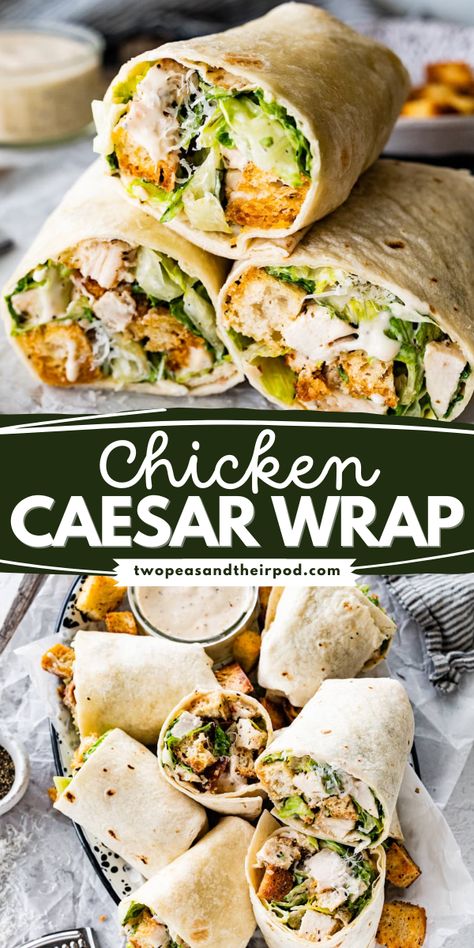 This Chicken Caesar Wrap makes a great summer lunch idea or an easy dinner idea for the family! This recipe tastes like classic Caesar salad! It also makes an easy Spring recipe! Save this pin. Good Dinner Ideas For Family, Dinner Ideas Wraps, Chicken Caesar Salad Wrap Recipe, Chicken Caesar Wraps Recipes, Easy Chicken Caesar Wrap, Lunch Chicken Wraps, Dinner Ideas For Spring, Healthy Chicken Caesar Wrap, Dinner Ideas Quick And Easy