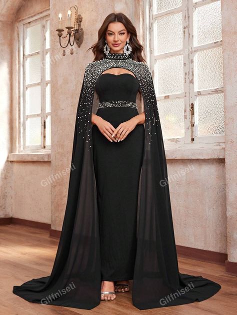 Giffniseti Women's Rhinestone & Beaded Stand Collar Halter Shawl For Parties, Evening GownsI discovered amazing products on SHEIN.com, come check them out! Classy Evening Dress, Affordable Formal Dresses, Plus Size Evening Gown, Estilo Real, Classy Prom Dresses, Fancy Dresses Long, Womens Prom Dresses, Short Gowns, Plus Size Formal Dresses