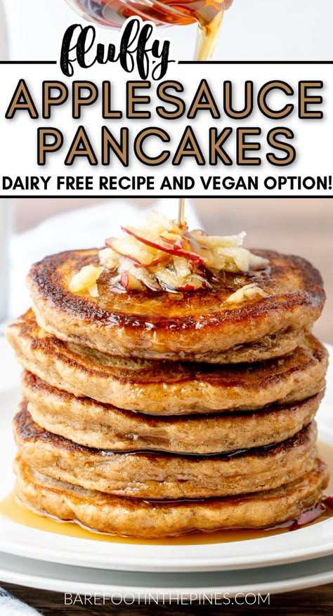 No Milk No Egg Pancakes, Applesauce Pancakes No Eggs, Apple Pancakes Vegan, No Egg No Milk Breakfast, Applesauce Pancakes 3 Ingredient, Pancakes Without Butter, Dairy Free Egg Free Pancakes, Pancakes Without Buttermilk, Applesauce Recipes Easy