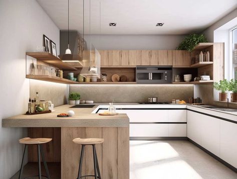 Discover the Beauty of Modern U-Shaped Kitchens with Organic Design • 333+ Images • [ArtFacade] U Kitchen With Island, U Kitchen Design, U Shape Kitchen Design, U Shaped Kitchen Interior, Kitchen Natural Light, Modern U Shaped Kitchens, Kitchen Without Upper Cabinets, U Shaped Kitchen Cabinets, U Kitchen