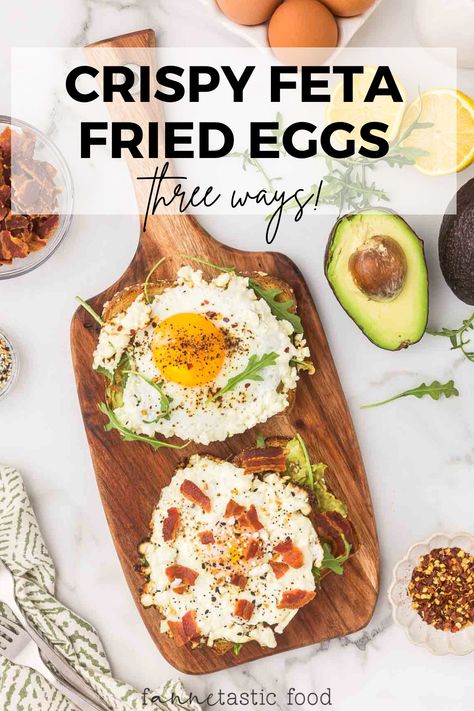 These deliciously crispy skillet feta eggs are served over avocado toast for a healthy quick breakfast that only takes 10 minutes to make! Inspired by the viral TikTok recipe, I’m sharing three tasty ways to enjoy fried eggs with feta cheese. Breakfest Ideas, Crispy Feta, Healthy Quick Breakfast, Feta Eggs, Eggs With Avocado, 10 Minute Breakfast, Fried Egg On Toast, Fried Egg Breakfast, Healthy Egg Breakfast