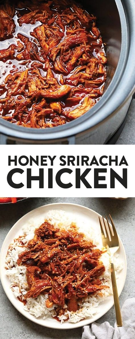 All you need are five ingredients to make this delicious, clean-eating, slow cooker honey sriracha chicken that's made with REAL food. Honey Siracha Chicken Crockpot Crock Pot, Honey Sriracha Chicken, Carla Hall, Sriracha Chicken, Fit Foodie Finds, Clean Eating Breakfast, Fit Foodie, Delicious Clean Eating, Clean Eating Dinner