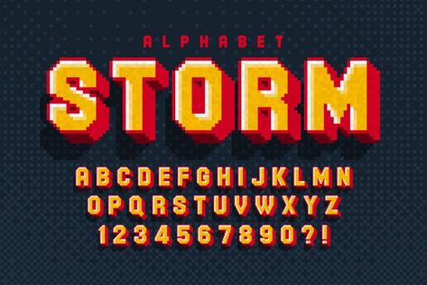 Control Illustration, Pixel Alphabet, Wizards Logo, Pixel Logo, Art Beginners, Vector Alphabet, Game Font, Pixel Font, Vector Typography