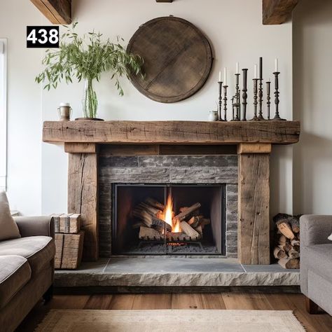 ShieldsAndSons - Etsy Wood Beam Fireplace, Beam Fireplace, Reclaimed Wood Beams, Wood Mantle, Wooden Corbels, Wood Beam, Farmhouse Fireplace, Rustic Fireplaces, Wood Fireplace