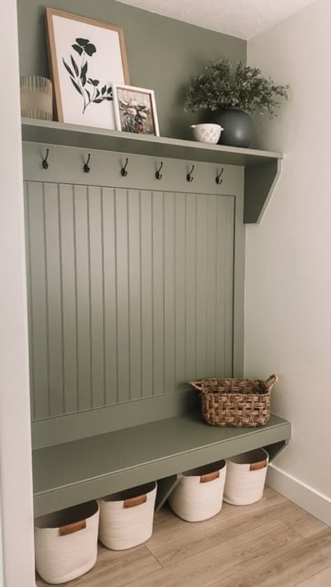 COLOR OF THE YEAR 2022 MUDROOM REVEAL - Stripes in Bloom Mud Room Makeover, Hallway Wall Colors, Mudroom Paint Color, House Mudroom, Small Mudroom Ideas, Color Of The Year 2022, Mudroom Remodel, Mudroom Decor, Under Stairs Cupboard