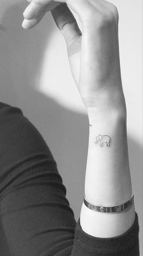 Tiny Elephant Tattoo, 42 Tattoo, Small Tattoos For Women, Elephant Tattoo Design, Type Tattoo, Polynesian Tattoos, Tiny Elephant, Cute Small Tattoos, Wrist Tattoos For Women