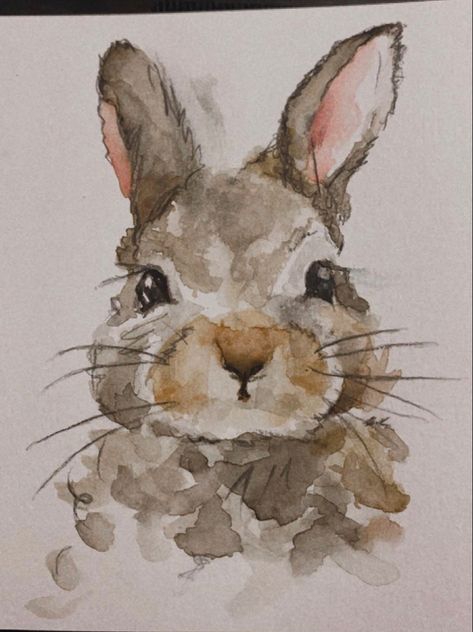 Watercolor Art Rabbit, Bunny Drawing Watercolor, Watercolour Rabbit Painting, Watercolor Rabbit Paintings, Watercolor Art Ideas Animals, Watercolor Art Bunny, Easy Animal Watercolor Paintings For Beginners, How To Watercolor Animals, Watercolor Rabbit Tutorial