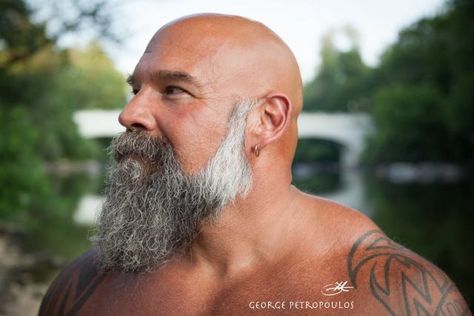 Big Beards Men, Men Chest Hair, Grey Bearded Men, Viking Beard Styles, Shaved Head With Beard, Beard Images, Bald Men With Beards, Beard And Mustache Styles, Bald Men Style