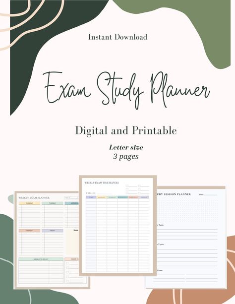 Exam Study Planner, Study Guide Template Bundle, Digital and Printable Study Planner, College Study Sheets, Final Exam Study Guide freebloggingplanner #plannerestudos #ultimate_life_planner💤. Daily Study Planner Template, Hourly Study Planner, Planner Template School, Study Finals, Exam Study Planner, School Study Planner, Planner Template Student, Language Study Planner, Study Session Planner