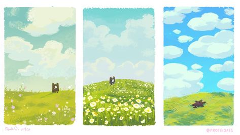 Clouds Reference, Field Illustration, Scenery Art, Wallpaper Project, Grassy Field, Digital Paintings, Plants Vs Zombies, Coloring Tutorial, Color Studies