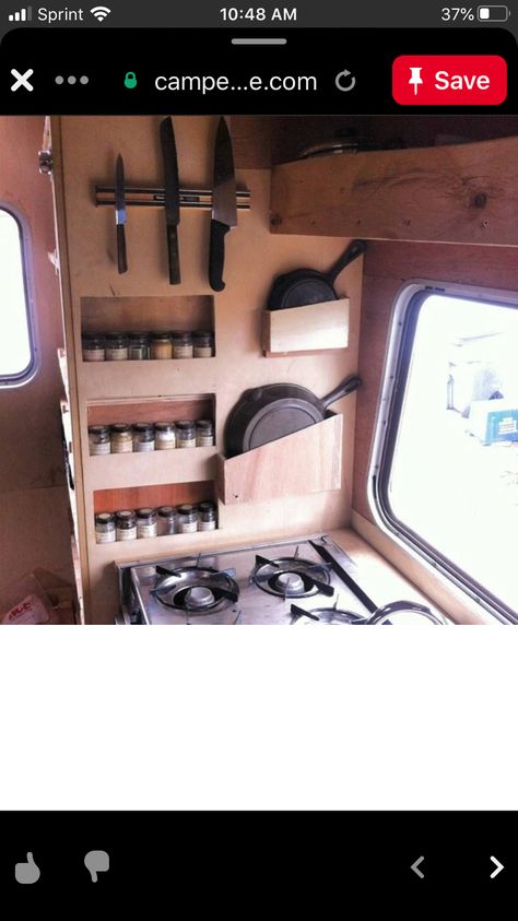 Van Rebuild, Rangement Caravaning, Van Layout, Caravan Storage, Pan Storage, Bus Living, Kombi Home, Bus Life, Rv Storage