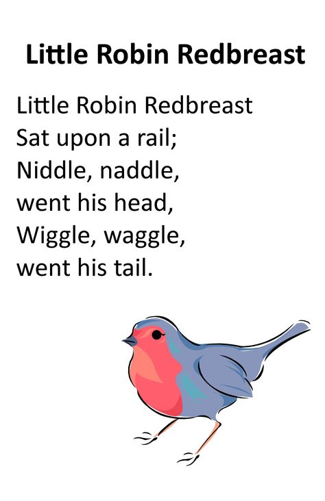 Itty Bitty Rhyme: Little Robin Redbreast Bird Rhymes Preschool, Winter Rhymes, Short Songs, Rhyming Preschool, English Poems For Kids, Rhyming Riddles, Rhymes Lyrics, Nursery Rhymes Lyrics, English Poems