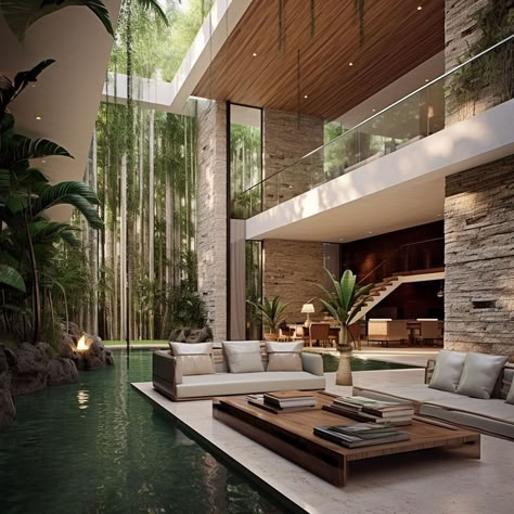 One Hotel Interior Design, Luxurious Villa Interior Design, Modern Interior Architecture, Villa House Design Dream Homes, Unique Villa Design, Amazing Home Interiors, Villa Decor Interior, Architecture House Aesthetic, Mansions Luxury Interior