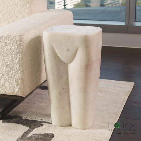 Femme Stool-White Marble Stool, Bust Decor, Marble Stools, Travertine Colors, French Modern, Marble Bust, Accent Stools, Global Views, Holistic Living