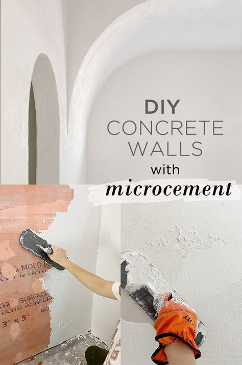 DIY concrete bathroom walls with Microcement - Jenna Sue Design Blog Concrete Bathroom Walls, Diy Concrete Bathroom, Concrete Walls Diy, Cement Bathroom, Concrete Shower, Jenna Sue Design, Concrete Overlay, Jenna Sue, Diy Plaster