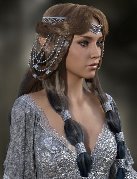 Female Knight Hairstyle, Elf Princess Hairstyles, Dungeons And Dragons Hairstyles, Hair Fantasy Ideas, Fantasy Long Hairstyles, Fantasy Ponytail Hairstyles, Fantasy Queen Hairstyles, Curly Fantasy Hairstyles, Fantasy Princess Hairstyle