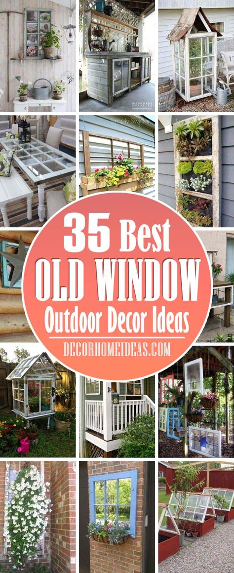 Windows Garden Ideas, Projects For Old Windows, Repurposed Window Greenhouse Diy, Old Windows On Porch, What To Make Out Of Old Windows, Old Window Frames Garden, Repurpose Windows Greenhouse, Old Window Planter Ideas, Using Old Windows To Decorate Outside