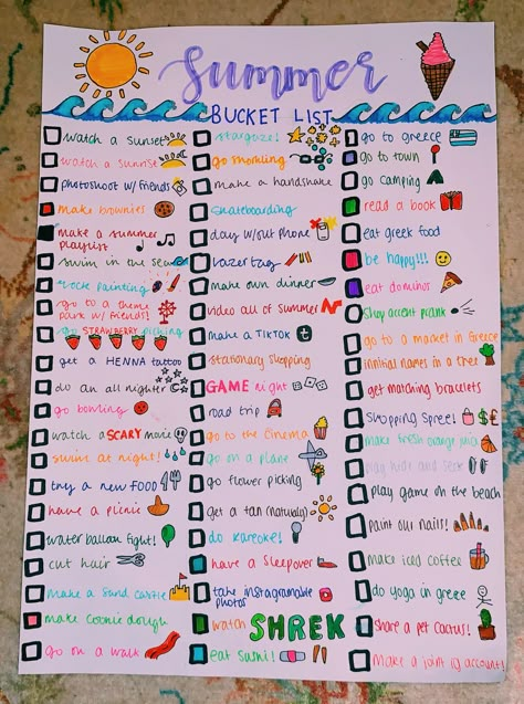 Summer Fun Poster, Summer Checklist Poster, Summer Bucket Lists Uk, Poster Bucket List, Summer Poster Bucket List, Summer Bucket List Poster Ideas, Judy Moody Summer Bucket List, Summer Bucket List 2024 Poster, Fun Things To Do During Summer