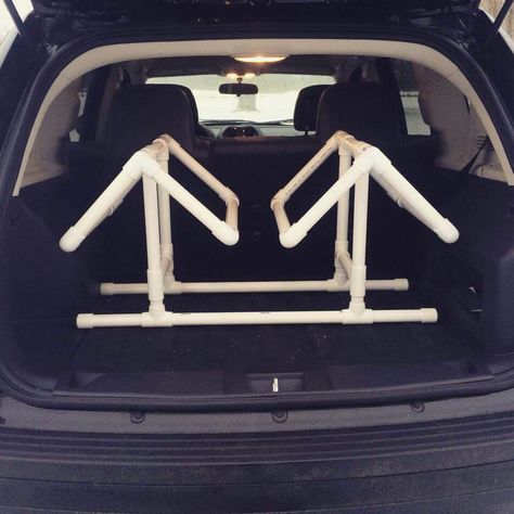 Very cool car saddle racks made of PVC piping!!! Equestrian Tips, Horse Tack Rooms, Saddle Racks, Saddle Stand, Barn Hacks, Horse Blanket, Saddle Rack, Stable Design, Western Saddles