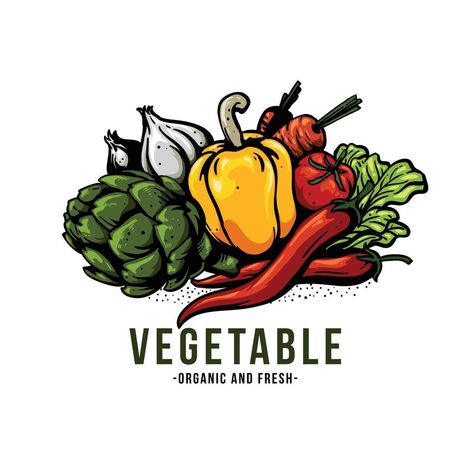 Illustration Of Vegetables, Vegetable Logo Design, Illustration Design Ideas, Vegetable Logo, Vegetable Packaging, Vegetable Cartoon, Vegetable Benefits, Vegetable Design, Vegetable Illustration