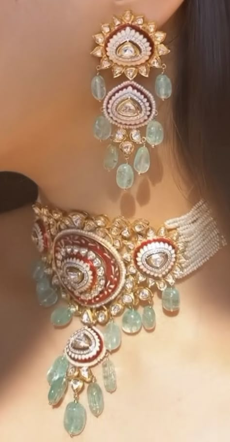 Rajwadi Look, Jaipuri Jewellery, Reception Jewellery, Indian Brides Jewelry, Jewellery Designing, Brides Jewelry, Jaipur Jewelry, Polki Sets, Wedding Kurta For Men