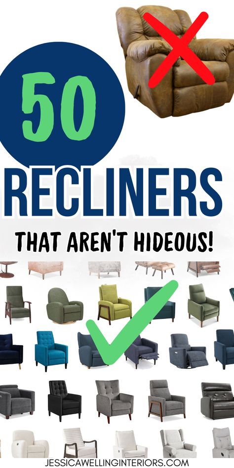 Modern Recliners That Aren't Ugly!: collage of modern recliner chairs organized by price Modern Recliners In Living Room, Recliner Chair In Living Room, Stylish Recliners In Living Room, Living Room With Recliners Ideas, Recliners In Living Room, Modern Recliner Chairs, Stylish Recliners, Modern Recliner, Living Room Recliner