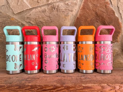 Yeti Kids, Yeti Water Bottle, Engraved Water Bottles, Engraved Yeti, Yeti Cup, Cup Decal, Kids Cups, Kids Water, Kids Tumbler