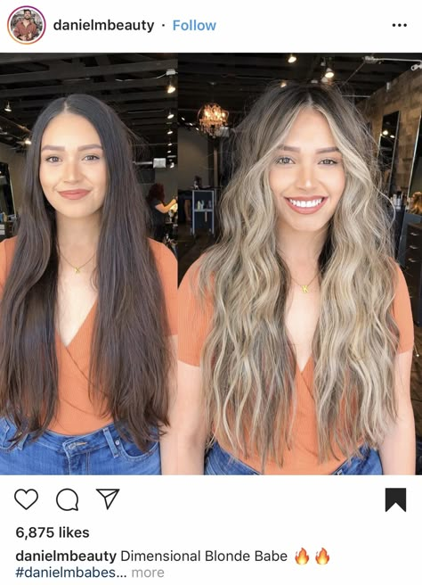 Dark Hair To Highlights, Dark Hair Going To Blonde, Dark Brown Going Blonde, Brown Going Blonde Hair, Going Dark To Light Hair Brunettes, Dark Brown To Blonde Transformation, Going Brunette To Blonde, Going From Dark Brown To Blonde, Deep Root Blonde Balayage