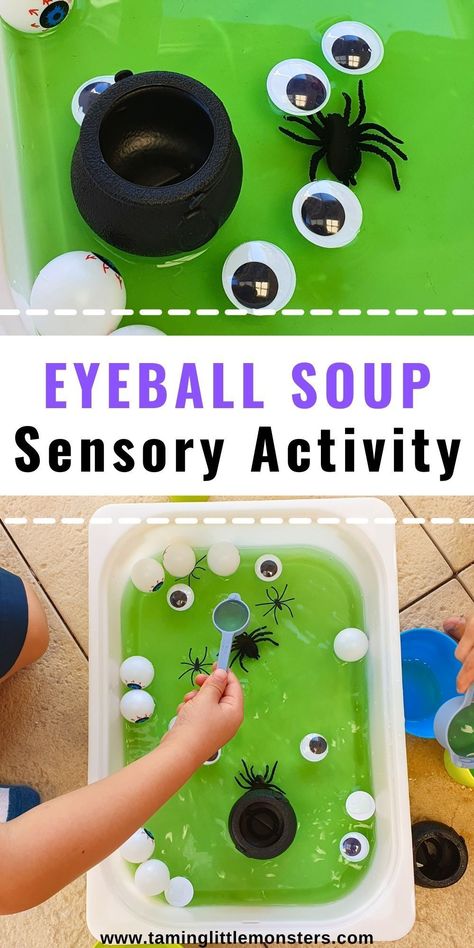 Health Sensory Bin For Preschool, Halloween Activities Eyfs Preschool, Halloween Week Preschool Activities, Halloween Theme For Kindergarten, Halloween Party Ideas Preschoolers, Halloween Sensory Bin Kindergarten, Toddler Halloween Sensory Activities, Kids Halloween Sensory Activities, Halloween Preschool Sensory Bins