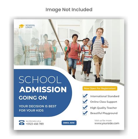 PSD school admission instagram or social... | Premium Psd #Freepik #psd #school-post #facebook-post #post School Creative Post, School Post Design, School Creative Ads, School Poster Design, School Social Media Post, Social Media Design Post, Admission Post, School Ads, Creative Social Media Post