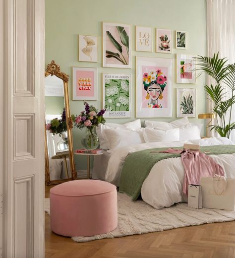 15 Spring Home Decor Swaps To Refresh Your Space On A Budget - Brit + Co Pastel Colored Bedroom, Pastel Colors Room Decor, Arias Bedroom, Cozy Colorful Bedroom, Pink Green Bedroom, Pastel Colors Decor, Pastel Bedroom Ideas, Budget Room Decor, Bedroom 2025