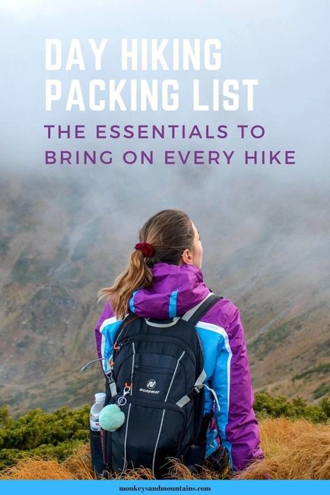 Check out our day hiking packing list. Find out the essentials to bring on your hike, plus optional hiking gear that may make your hike more comfortable. #dayhiking #hiking #packinglist #hikingpackinglist #hikes #hike #dayhikes #outdoor #daypack #adventure #daytrips #hikingtips #traveltips Hiking Packing, Wander Outfit, Hiking Packing List, Hiking Inspiration, Hiking Staff, Best Travel Gifts, Universal Travel Adapter, Hiking Food, Kayak Camping