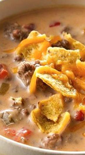 Beefy Nacho Soup Recipe Nacho Soup Recipe, Nacho Soup, Potato Sausage, Cheese Potato, Vegetarian Soup Recipes, Sausage Soup, Soup Recipes Slow Cooker, Beer Cheese, Savory Soups