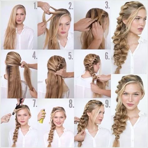 How to Make Romantic Loose Side Braided Hairstyle | www.FabArtDIY.com LIKE Us on Facebook ==> https://www.facebook.com/FabArtDIY Hair Braid Diy, Loose Side Braids, Side Braid Hairstyles, Easy Hairstyles For Medium Hair, Braid Hairstyle, Fishtail Braid, Braided Hairstyles For Wedding, Easy Braids, Side Braid