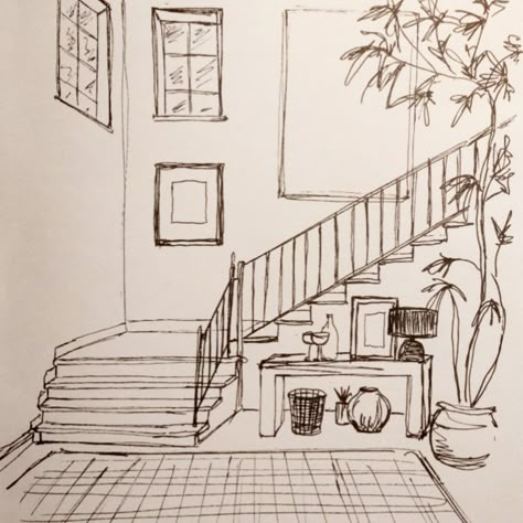 Home Decor Sketches, City Sketch Pencil Easy, Messy Bed Drawing, How To Draw A Background, Building Sketches Simple, Room Drawings Sketches, Architecture Drawing Easy, Drawing Of A Room, Bedroom Drawing Sketches