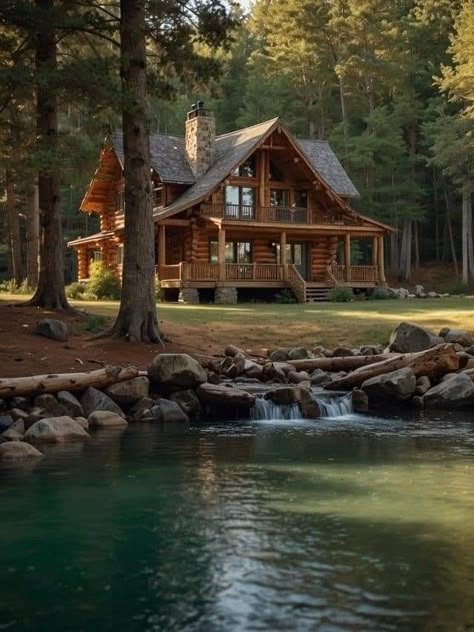 Mountain Dream Homes, Luxury Log Cabins, Log Cabin Living, Log Cabin Rustic, Barn House Design, Dream Cabin, Cabin Exterior, Beautiful Cabins, Rustic Home Design