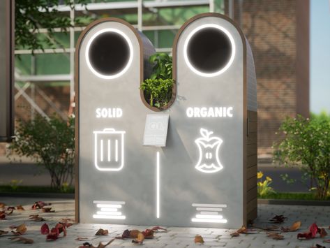 Public Smart Bin | Interaction Design Project Trash Bin Design Outdoor, Trash Bin Design, Trash Can Design, Bin Design, Office Bin, Urban Habitat, Public Space Design, Garbage Bin, Trash Bin