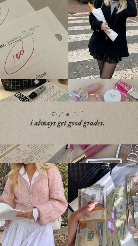 Smart Girl Vision Board, 6:00 Am, Vision Board Student, I Always Get Good Grades, Get Good Grades, Romanticize School, Pink Academia, College Vision Board, Study Mode