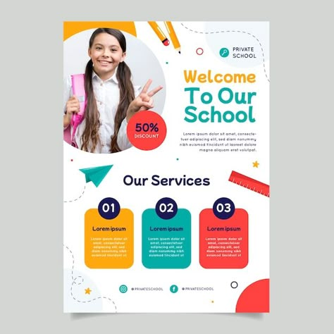 Academy Poster Design Ideas, Apprenticeship Poster, School Leaflet Design, Kindergarten Poster Design, Graphic Design School Poster, Timeline Kindergarten, Poster Design Inspiration School, Back To School Design Graphic, Educational Poster Design Inspiration