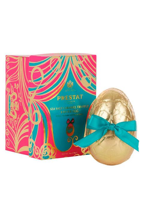 Prestat's famed sea salt and caramel truffle in Easter egg form; what's not to love?    Prestat sea salt caramel truffle Easter egg, £17.50, Harrods Easter Egg Packaging, Luxury Easter Eggs, Luxury Easter, Egg Packaging, Caramel Truffle, Luxury Food, Luxury Chocolate, Sea Salt Caramel, Packaging Ideas