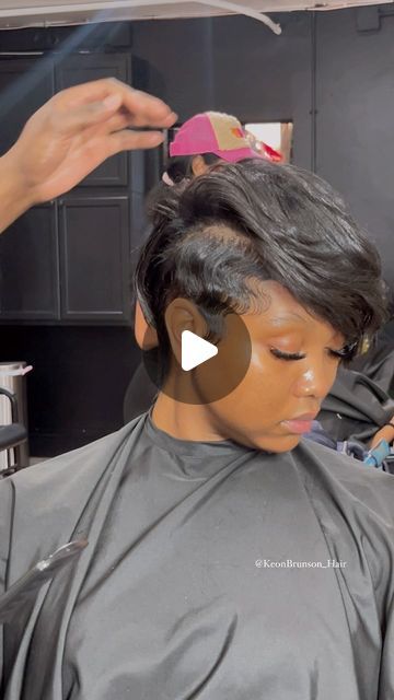 Keon Brunson on Instagram: "How Does It Look 😍  #haircut #mohawk #hairporn #naturalhair #healthyhair #hair #love #passion #hairdo #hairdresser  #haircolor #hairstyle #hairstylist #lahair #undercut #nychair #atlhair #reels #reelsinstagram #instagood #viral #viralvideos #atlhairstylist #lahairstylist #dchairstylist #atlantahairstylist #losangeles #lahairstylist  #KBrunson #TheHAIRGOD …. YOU COULD BE NEXT" Mohawk Sew In Hairstyles Shaved Sides, Shaved Bob Haircut Undercut Black Women, Short Side Haircut Women, Long On One Side Short On The Other, Kelly Haircut For Black Women, Mohawk Bob For Black Women, Short Pixel Haircut Black Women, Short Mushroom Haircut Black Women, Short Natural Styles For Thinning Hair