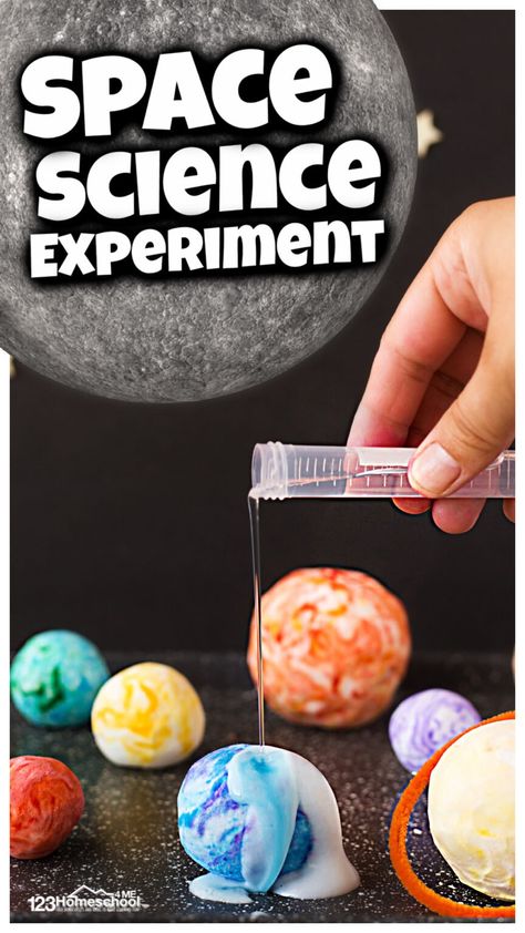 Are you looking for an easy solar system projects to try? This Fizzy solar system planets project is quick, easy, with a fun twist. In this space science experiments children will will create each of the planets in a model of solar system for school project. This is great for planet learning for kids as they learn planet names, shapes, sizes,a nd position from the sun. Then kids will create a chemical reaction with a fun planet activity for kids that will make their planets fizz, foam and ... Hands On Solar System Activities, Outer Space Science Experiments For Kids, Solar System Experiments, Space Science Experiments, Geography Preschool, Model Of Solar System, 2025 Activities, Planets Project, Planet Names