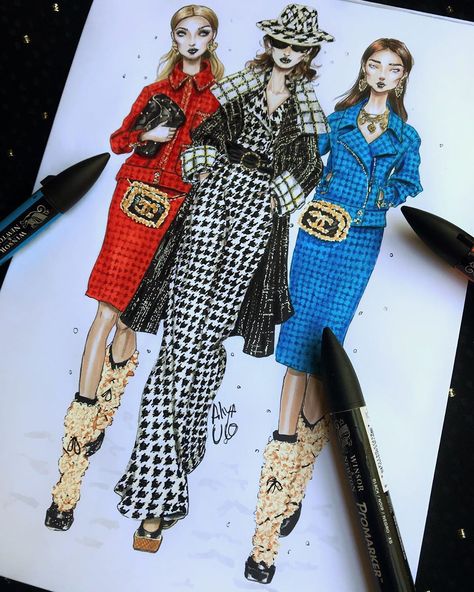 This week’s tutorial - Tweed / Chanel F’2019 RTW is coming out on Friday. Available for Level 2 & 3 Patrons on patreon.com/fsketcher.  What… Tweed Fashion Illustration, Tweed Illustration, Chanel Tweed Dress, Tweed Fashion, Tweed Outfit, Dress Illustration, Wool Textures, Chanel Tweed, Fashion School