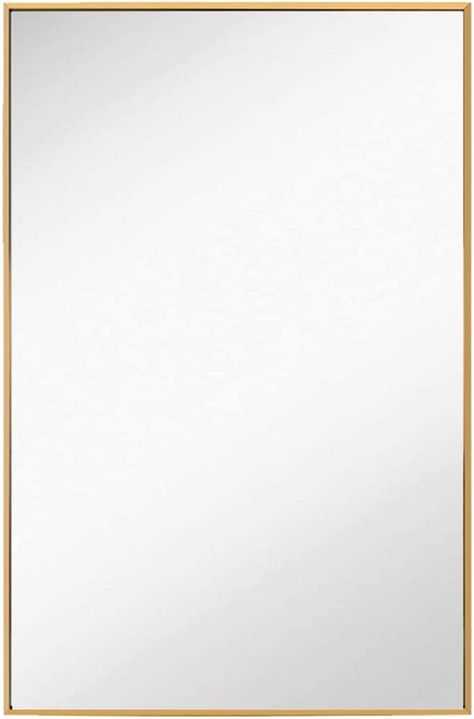 FANYUSHOW 24"x36" Rectangular Metal Frame Wall Mirror for Bathroom, Corridor ,Entryway ,Gold California King Sleigh Bed, Twin Sleigh Bed, King Sleigh Bed, Minimalist Mirrors, Queen Sleigh Bed, Walnut Mirror, Girls Bedroom Furniture, Light Gray Paint, Oyster Bay